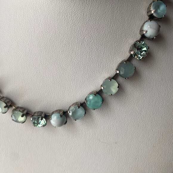 Mariana Aqua Blue Green Howlite Crystal Necklace Silver Plated 17" NWT icy boho - Picture 4 of 10